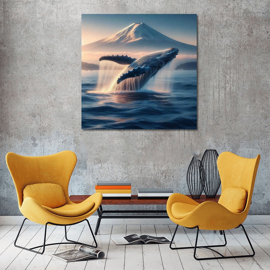 Majestic Whale at the Foot of Fuji: The Magic of Japan in Your Interior