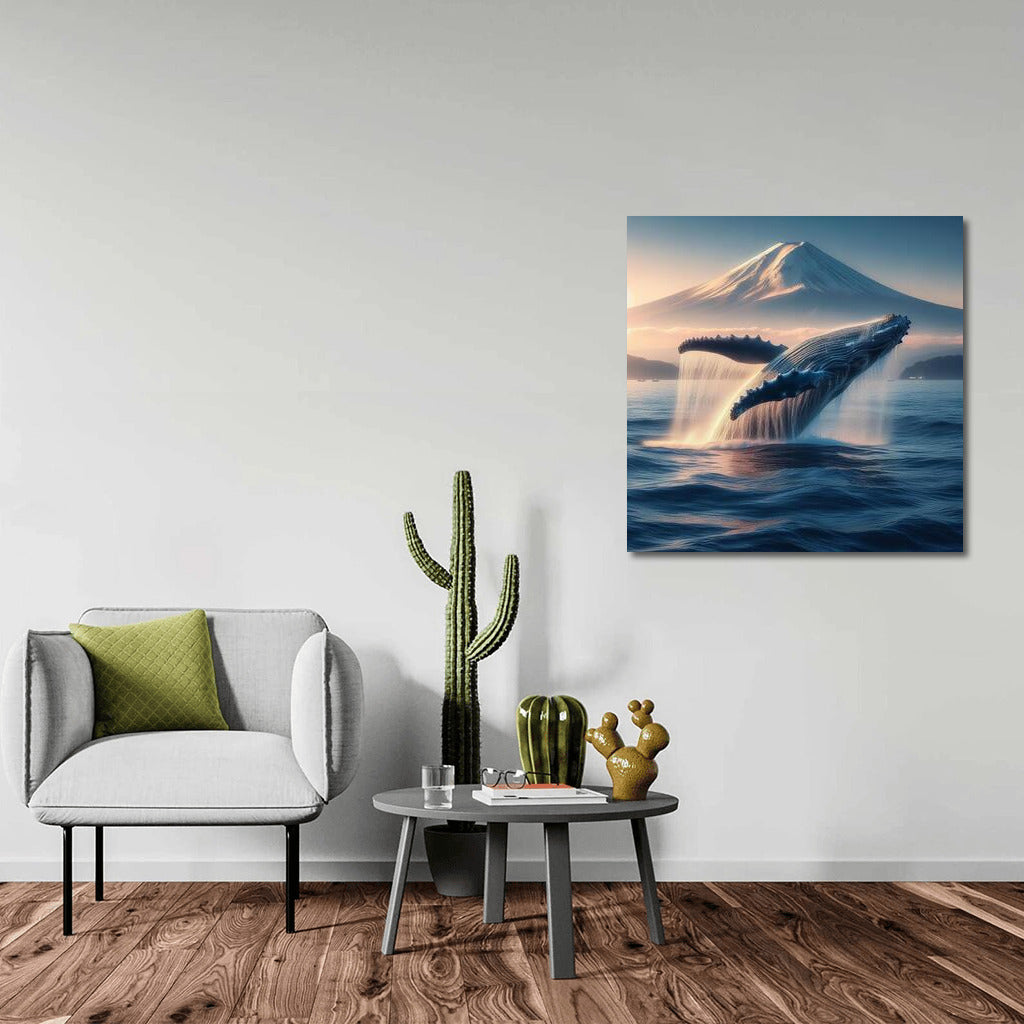 Majestic Whale at the Foot of Fuji: The Magic of Japan in Your Interior