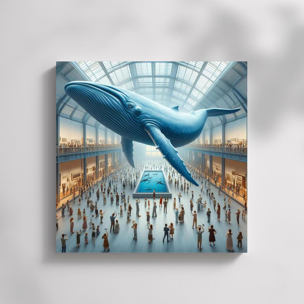 Majestic Whale in the Museum Gallery: A Fantasy Journey