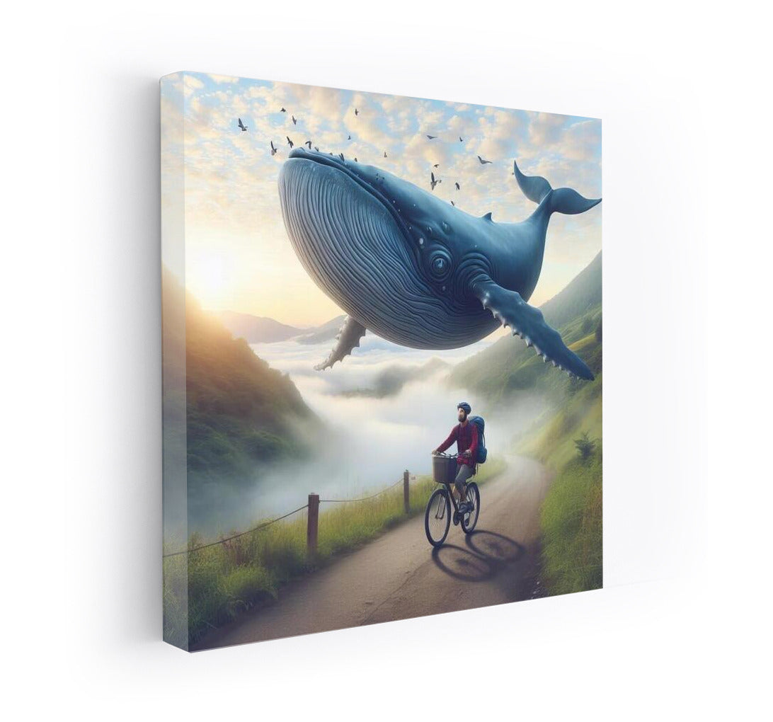 Magic Whale Flying Over Mountain Biker