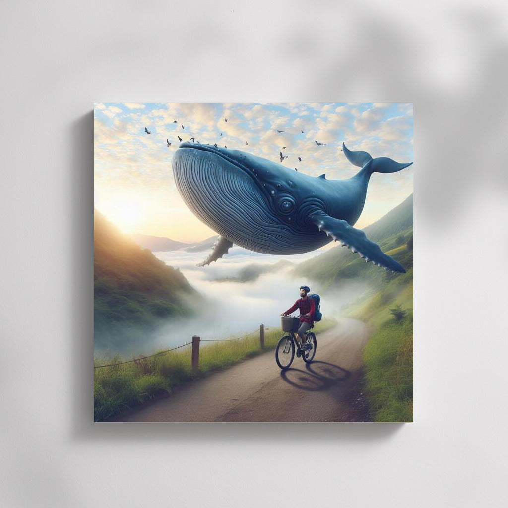 Magic Whale Flying Over Mountain Biker