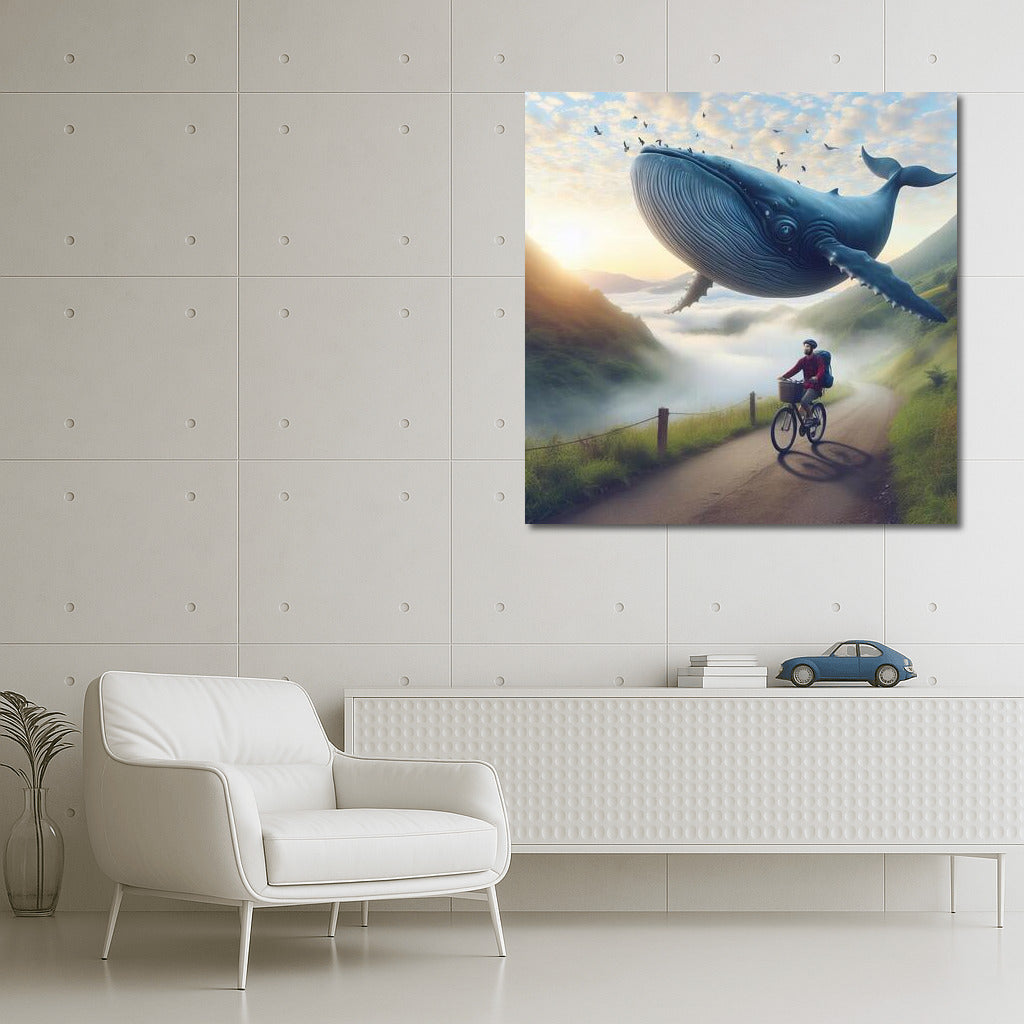 Magic Whale Flying Over Mountain Biker