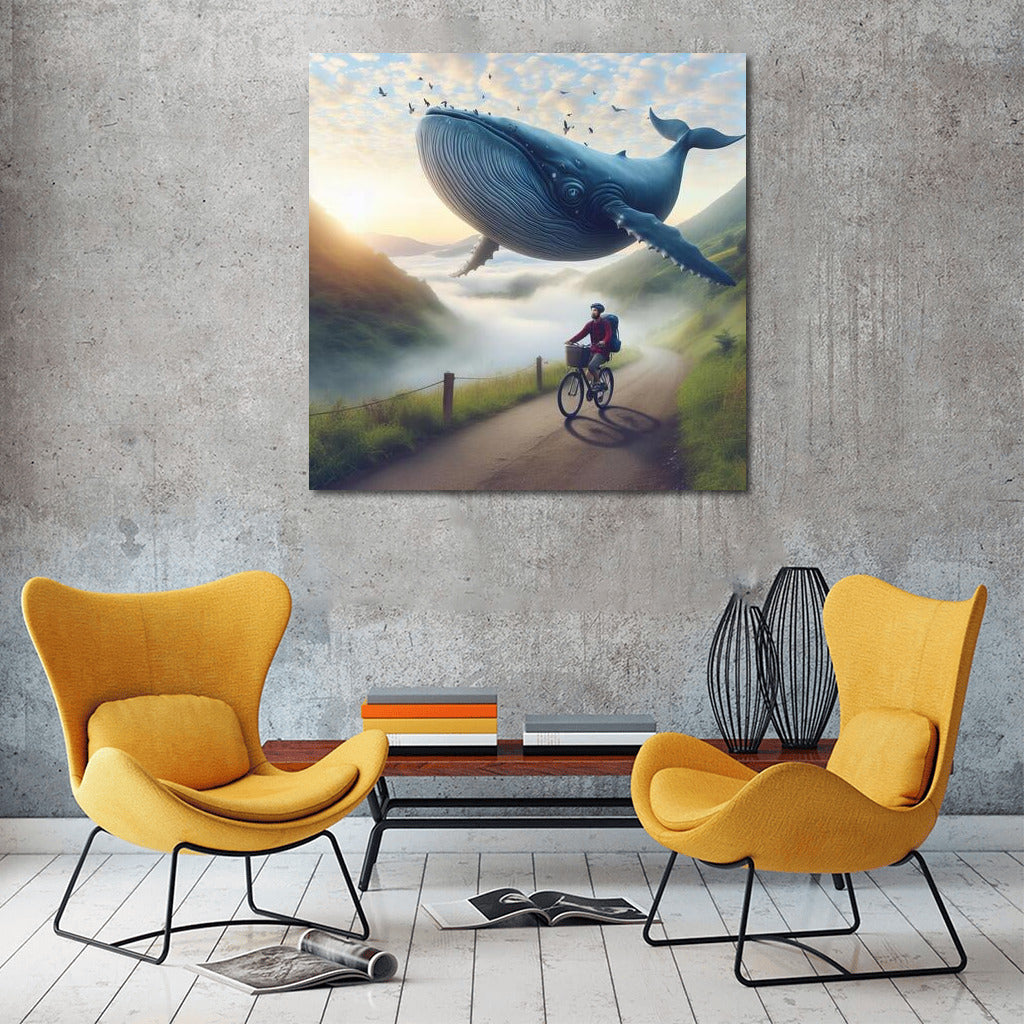 Magic Whale Flying Over Mountain Biker