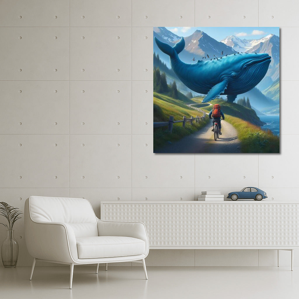 Whale Cycling Mountain Trail: A Surreal Adventure