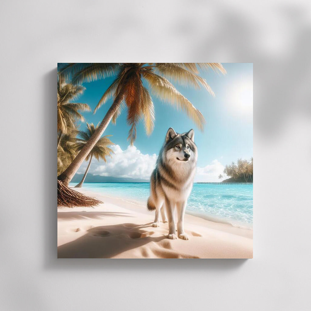 Wolf in Tropical Paradise: Nature's Symphony