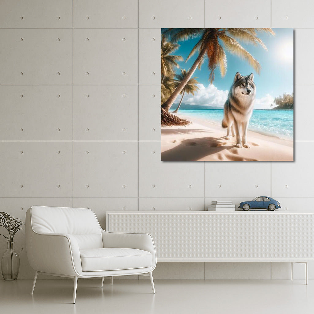 Wolf in Tropical Paradise: Nature's Symphony