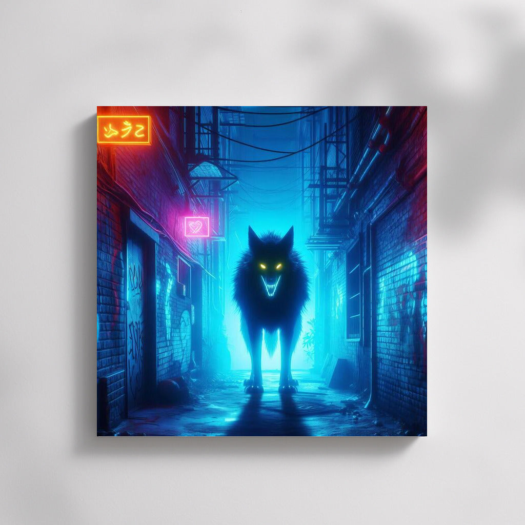 Neon Wolf in the Alley: Living Light