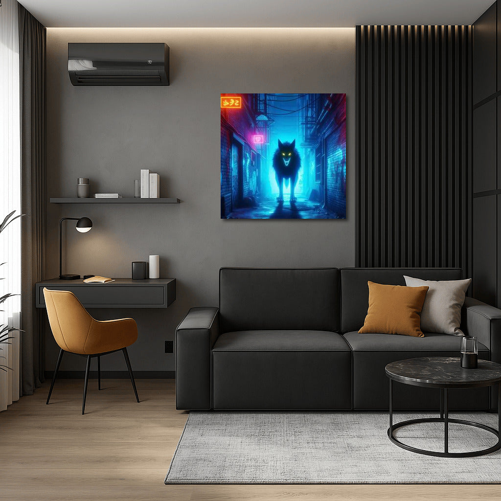 Neon Wolf in the Alley: Living Light