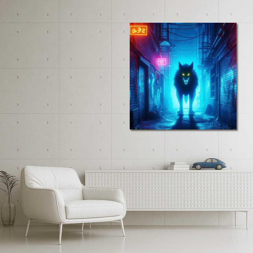 Neon Wolf in the Alley: Living Light