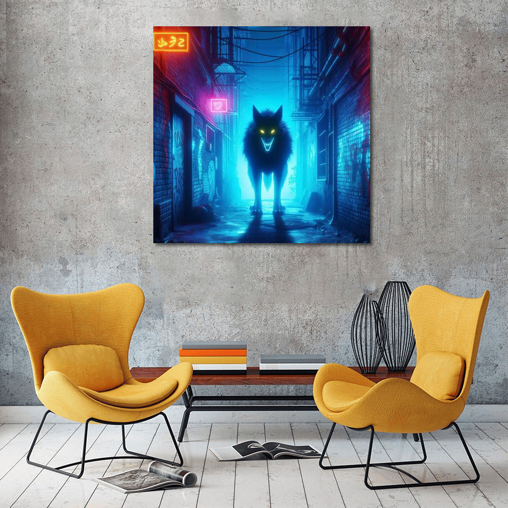 Neon Wolf in the Alley: Living Light