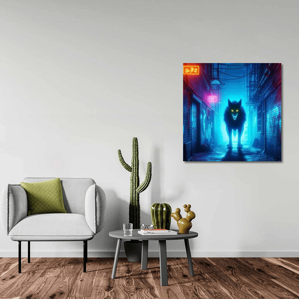 Neon Wolf in the Alley: Living Light