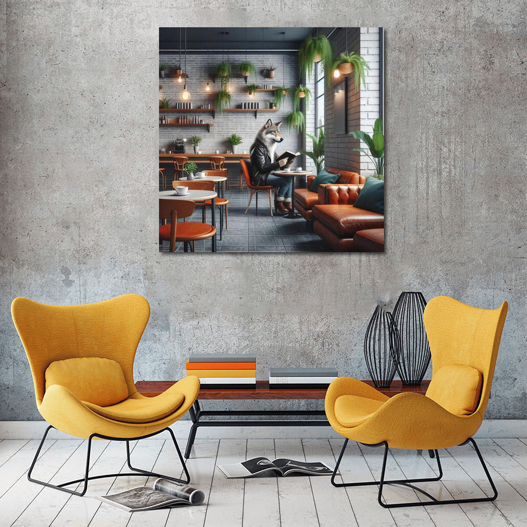Wolf in Leather Jacket: Stylish Cafe Interior for a Modern Home