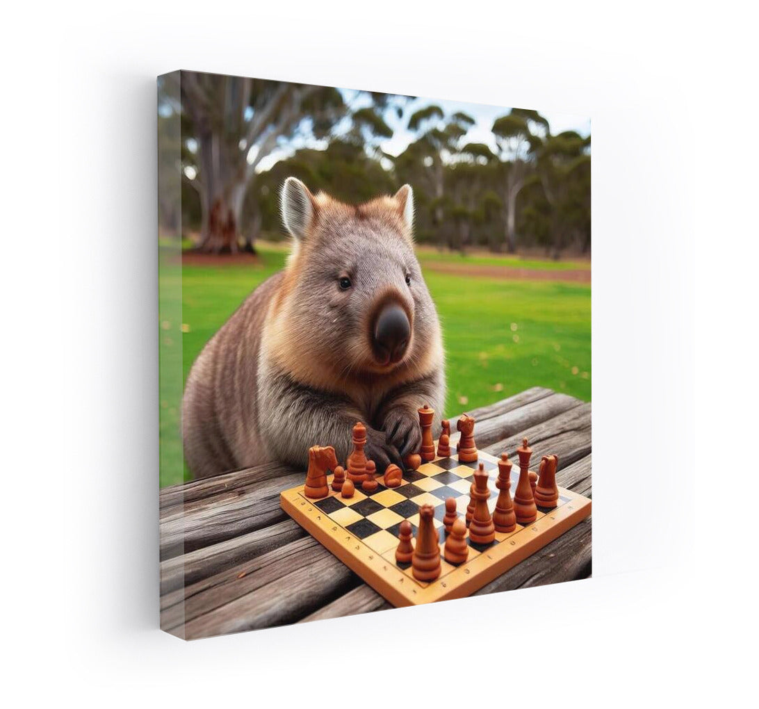 Wombat at a chessboard in the park: Chess inspiration