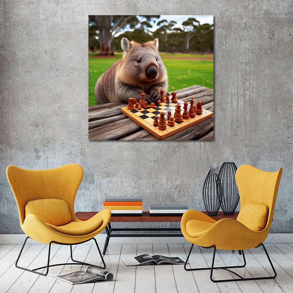 Wombat at a chessboard in the park: Chess inspiration