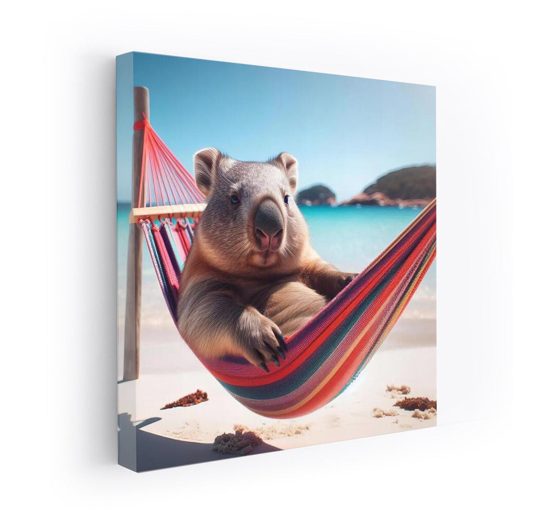 Wombat in a Hammock on the Beach: Cozy Relaxation