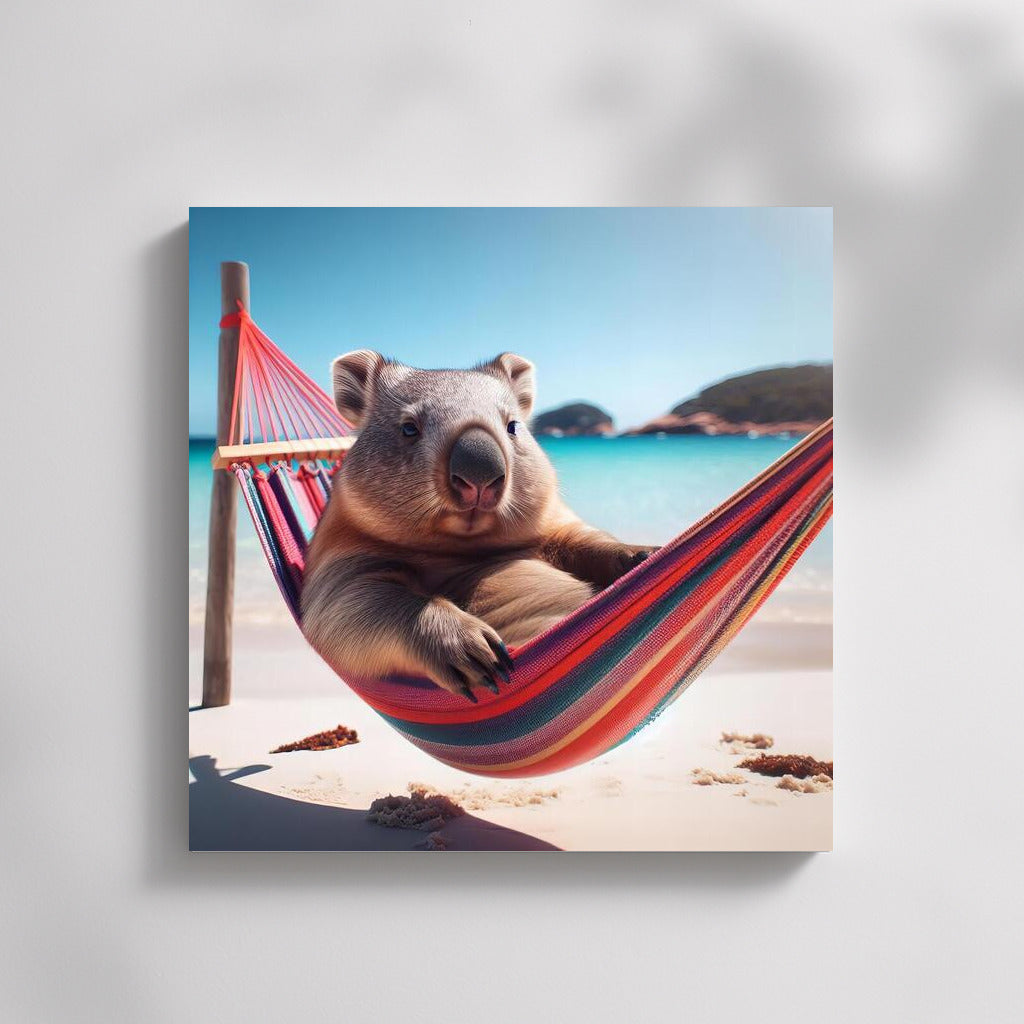 Wombat in a Hammock on the Beach: Cozy Relaxation