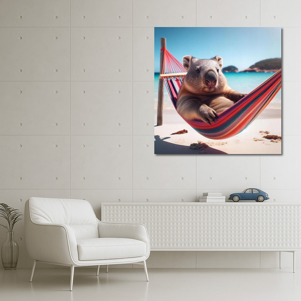 Wombat in a Hammock on the Beach: Cozy Relaxation
