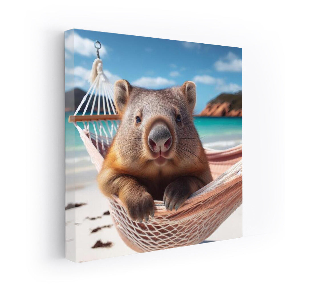 Wombat in a Hammock: Beach Relaxation and Dreams