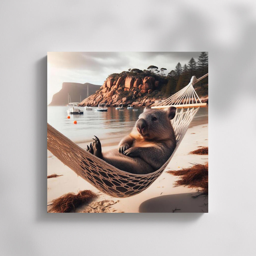 Wombat in a Hammock on the Beach: Perfect Relaxation