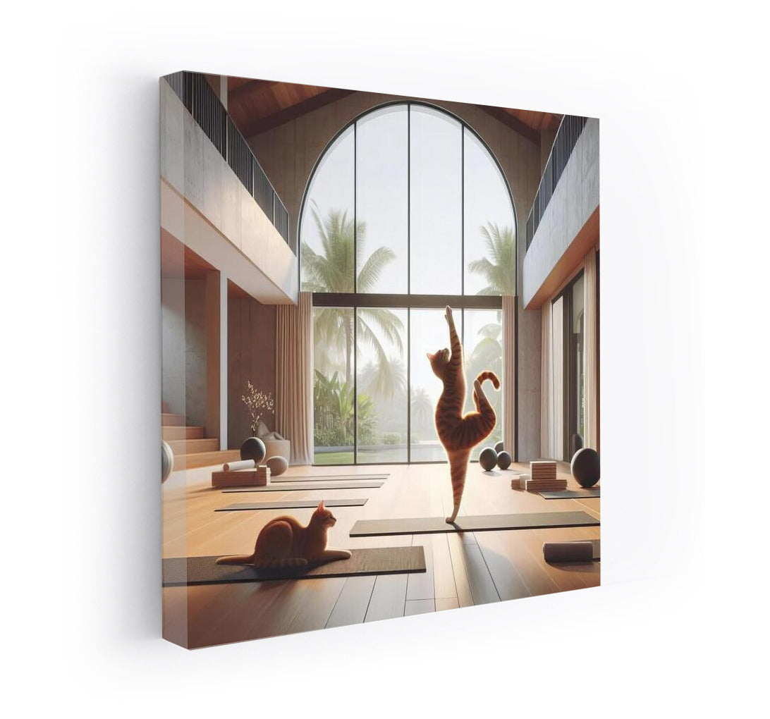 Yoga cat in a stylish studio with large windows