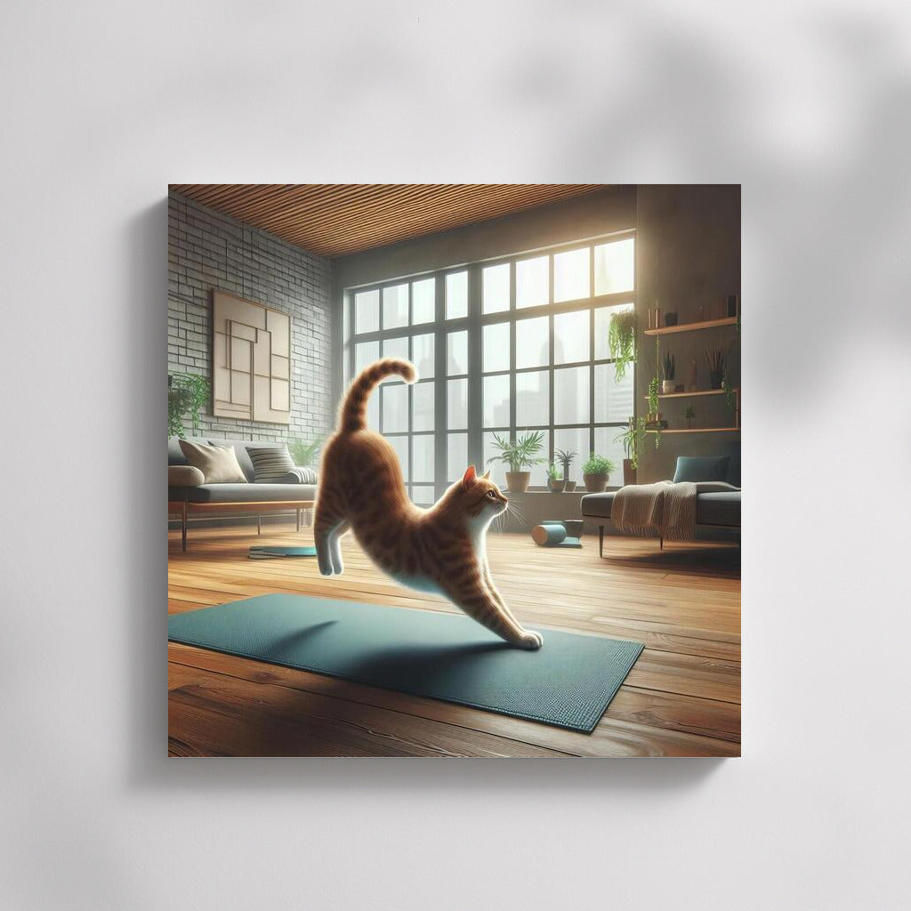 Yoga Cat in the Sun: Stylish Studio with Natural Light