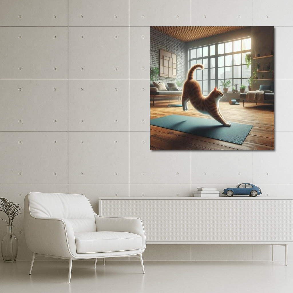 Yoga Cat in the Sun: Stylish Studio with Natural Light