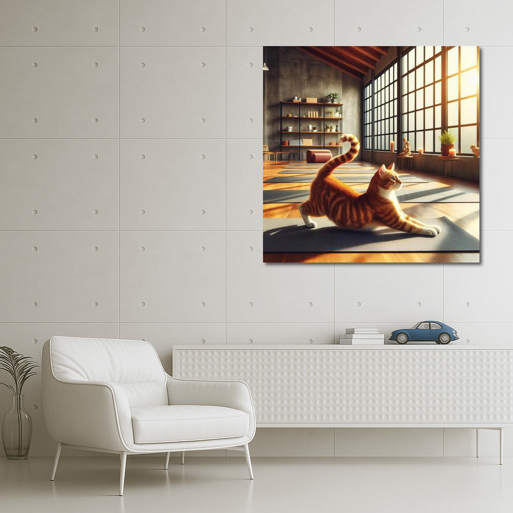 Yoga Cat in Light Studio: Cozy Relaxation Corner