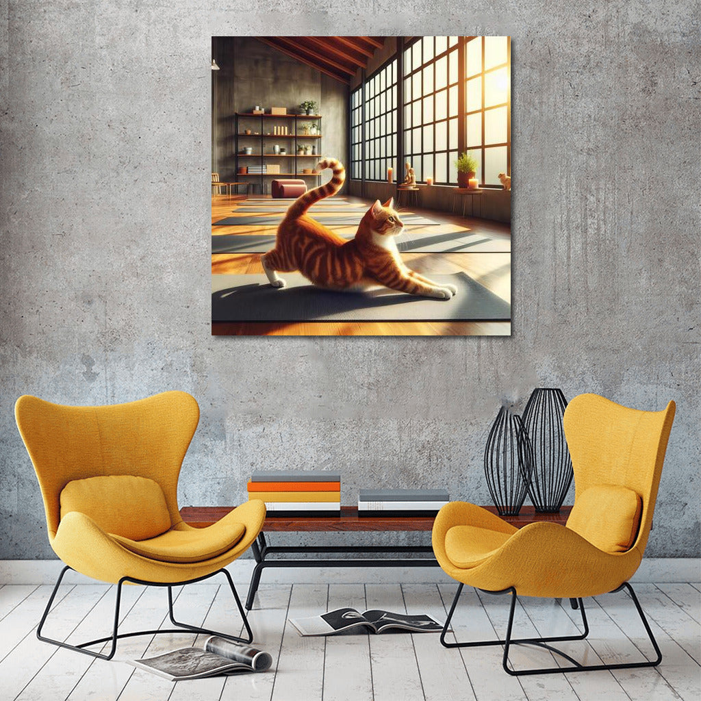 Yoga Cat in Light Studio: Cozy Relaxation Corner
