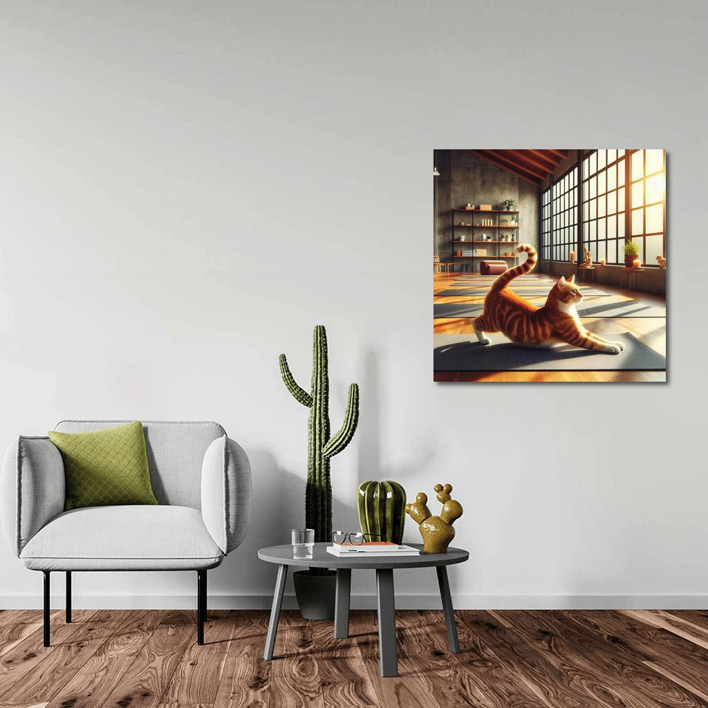 Yoga Cat in Light Studio: Cozy Relaxation Corner