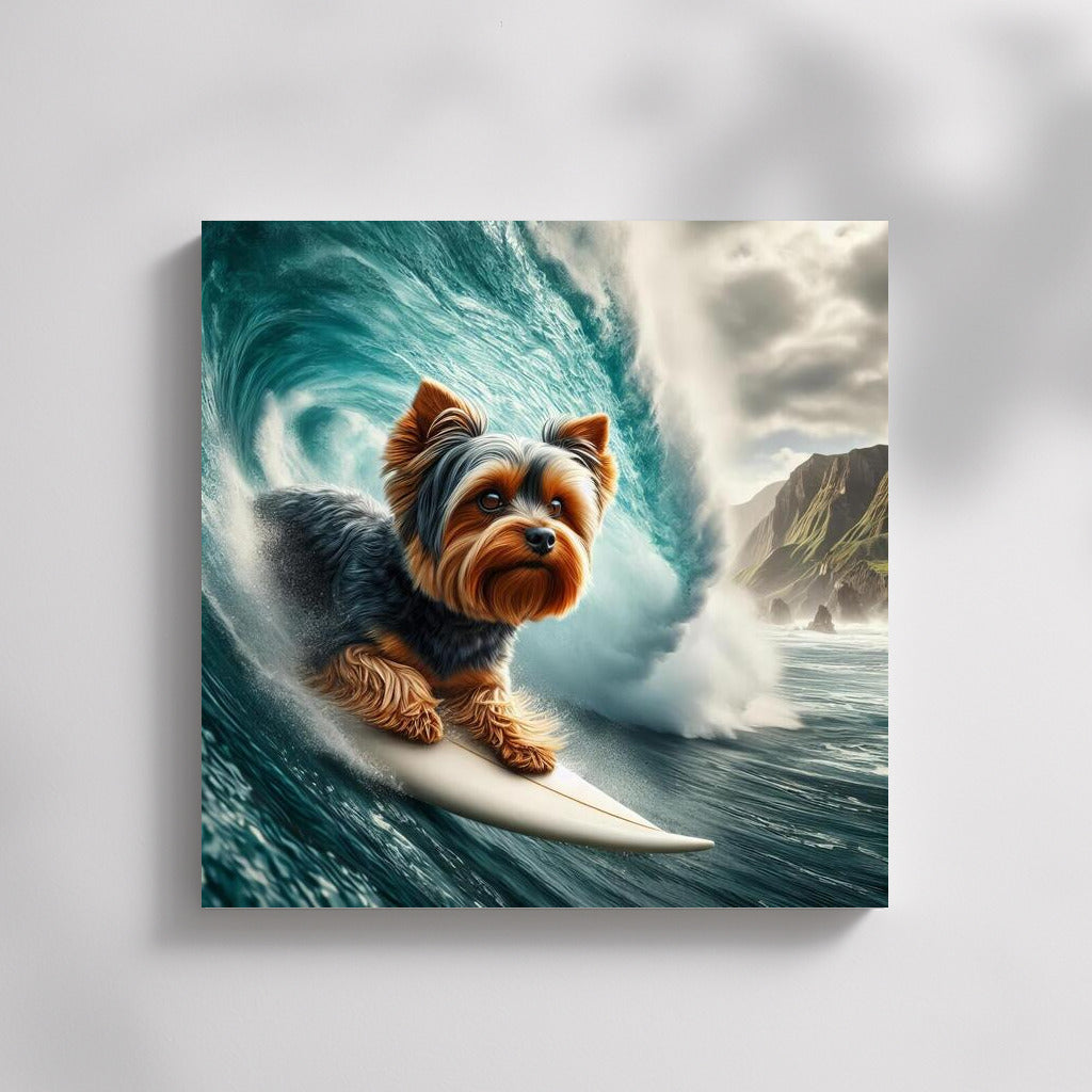 Yorkshire Terrier on the Crest of a Giant Wave: Energy and Fun