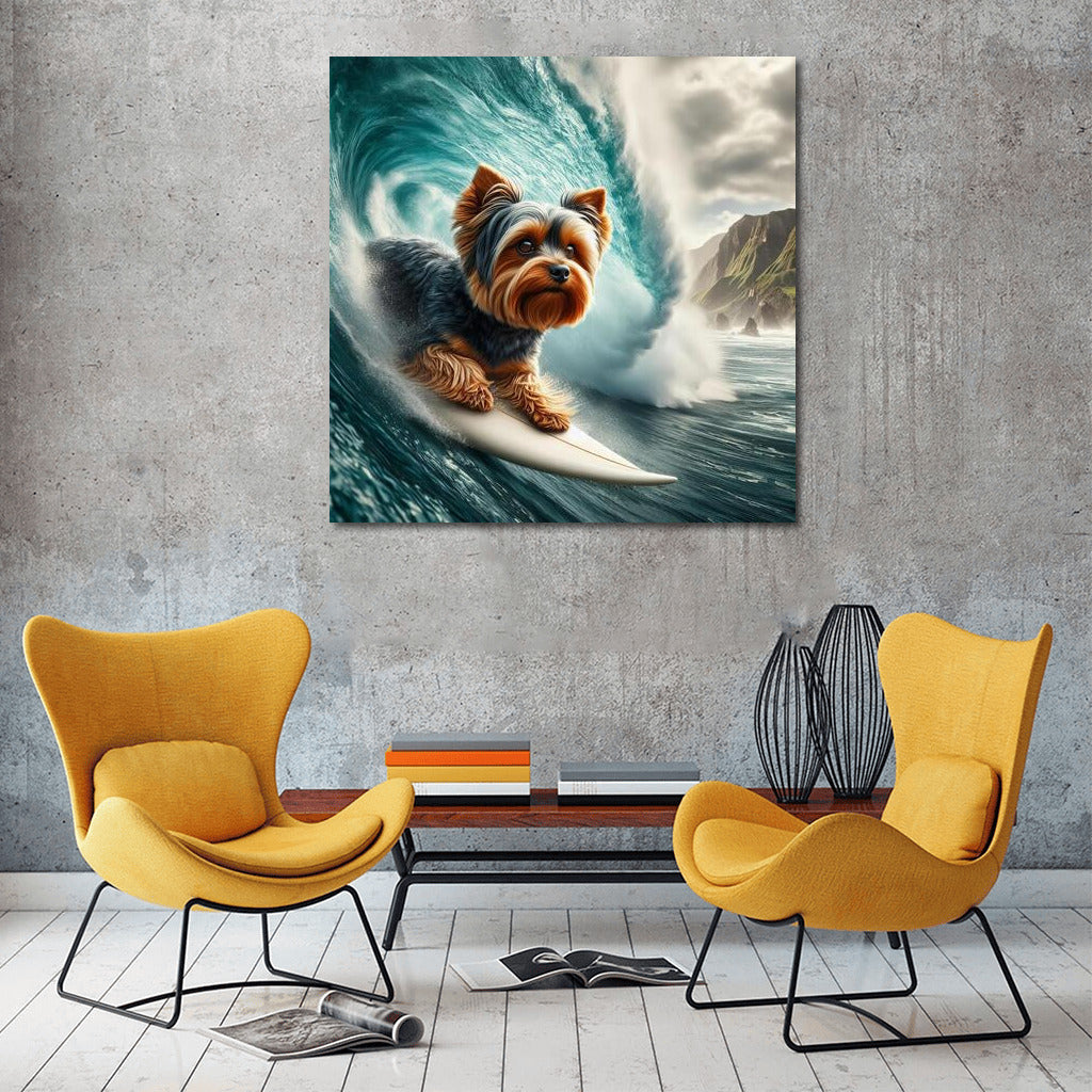Yorkshire Terrier on the Crest of a Giant Wave: Energy and Fun