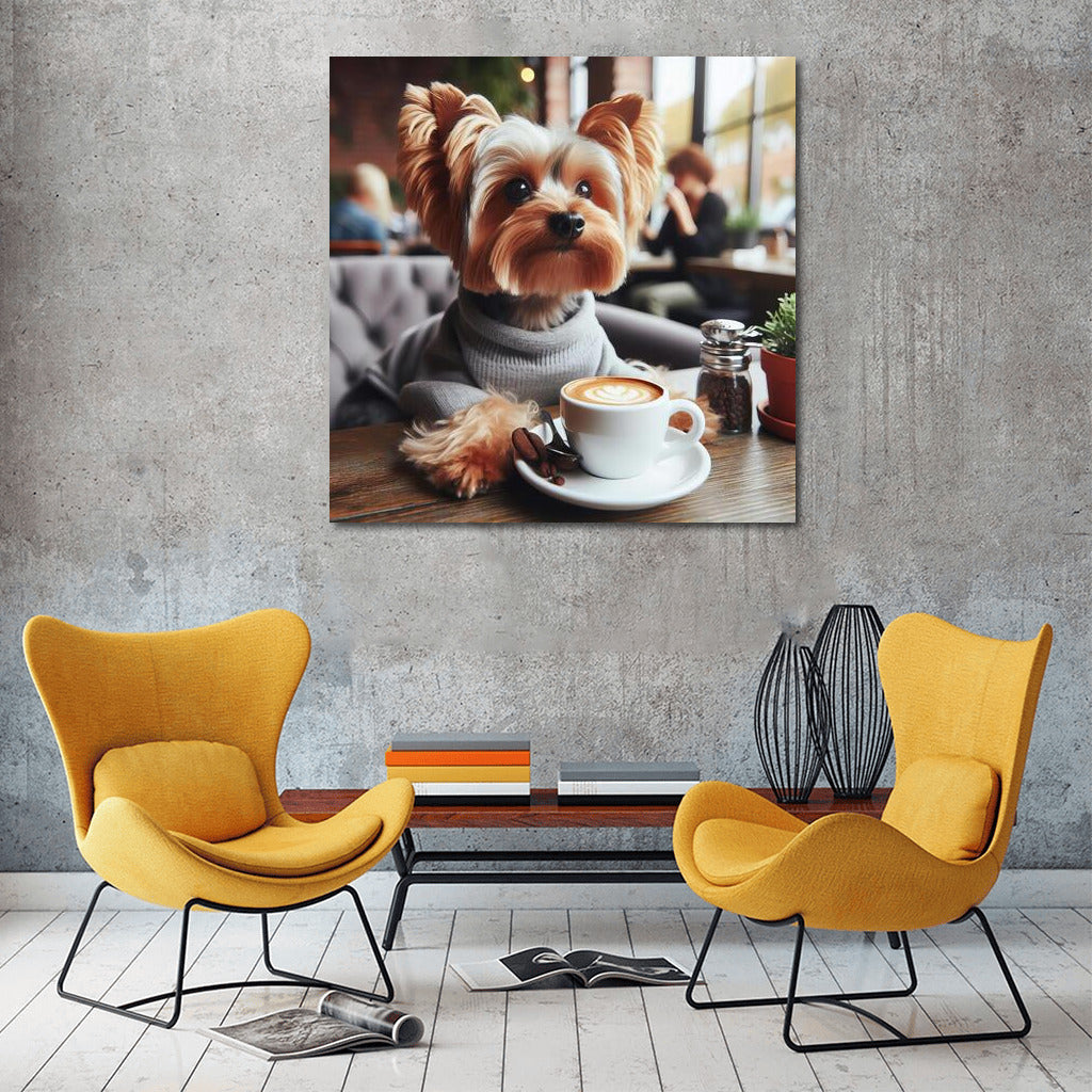 Yorkshire Terrier Coffee Break: A Cozy Moment in the Cafe