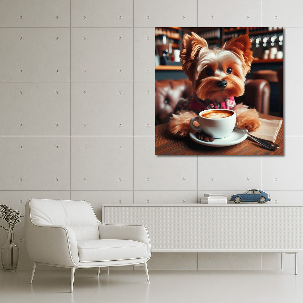 Yorkshire Terrier in a Cafe: Cozy Coffee Morning