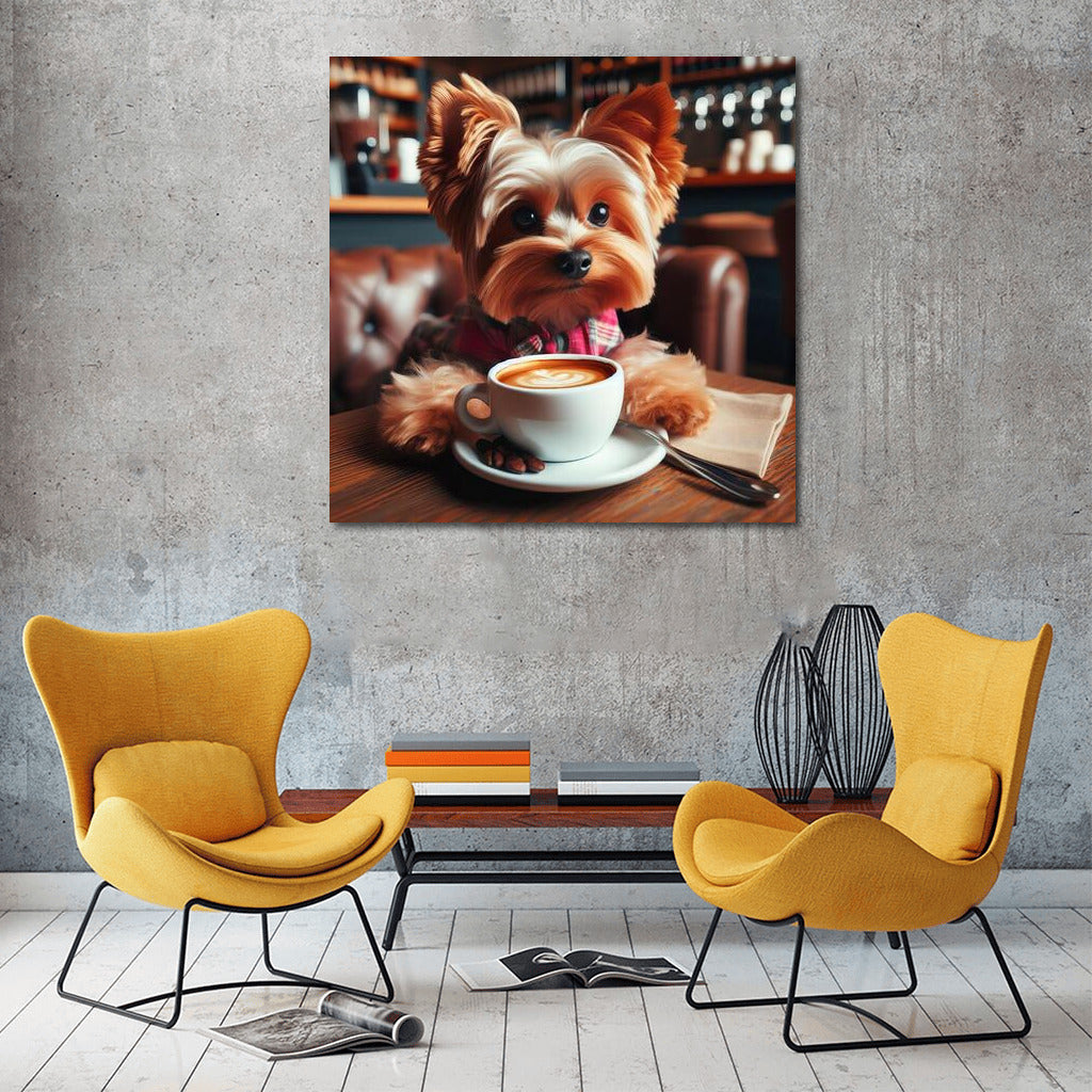 Yorkshire Terrier in a Cafe: Cozy Coffee Morning