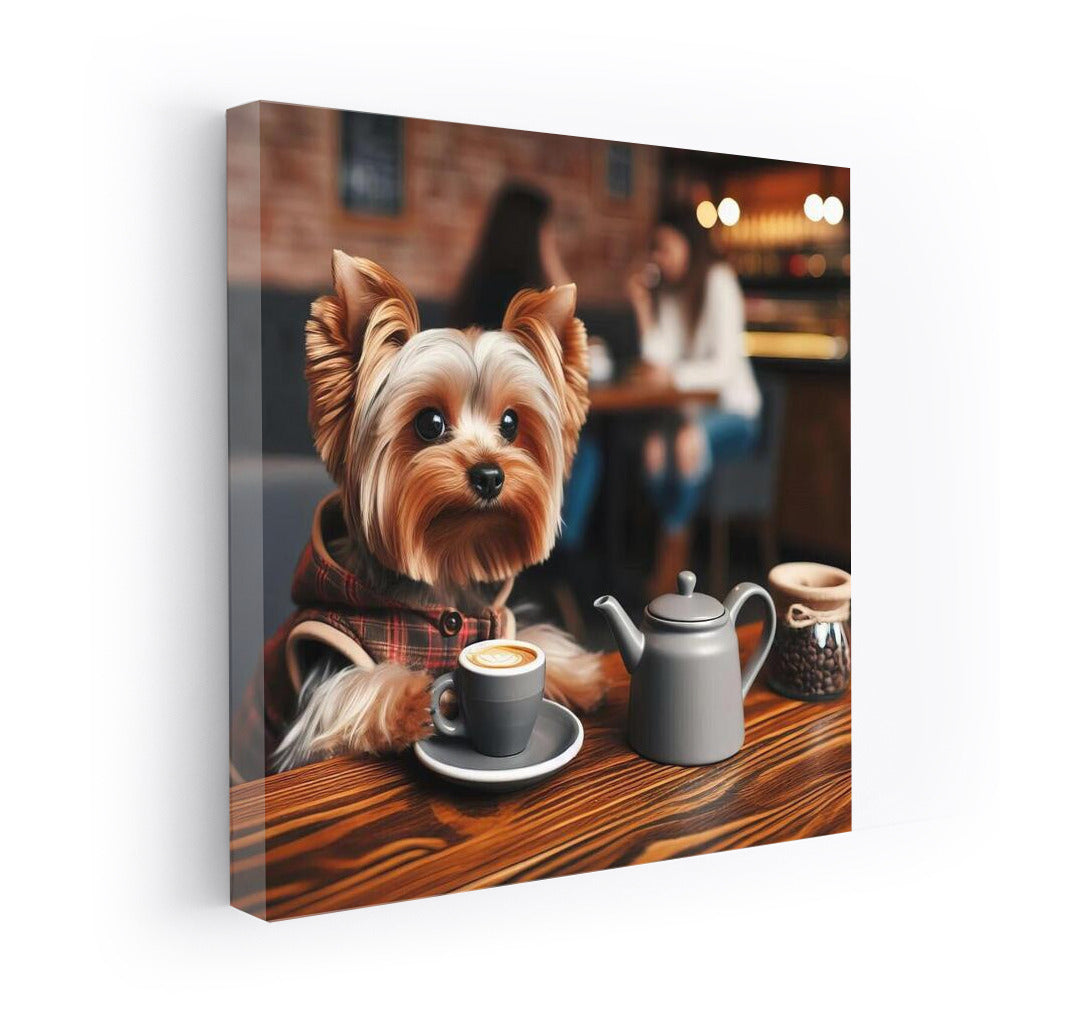 Yorkshire Terrier in a Cafe: Coffee Break with Coziness
