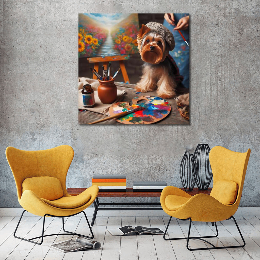 Yorkshire Terrier in an Art Studio: The Magic of Brushes and Paints