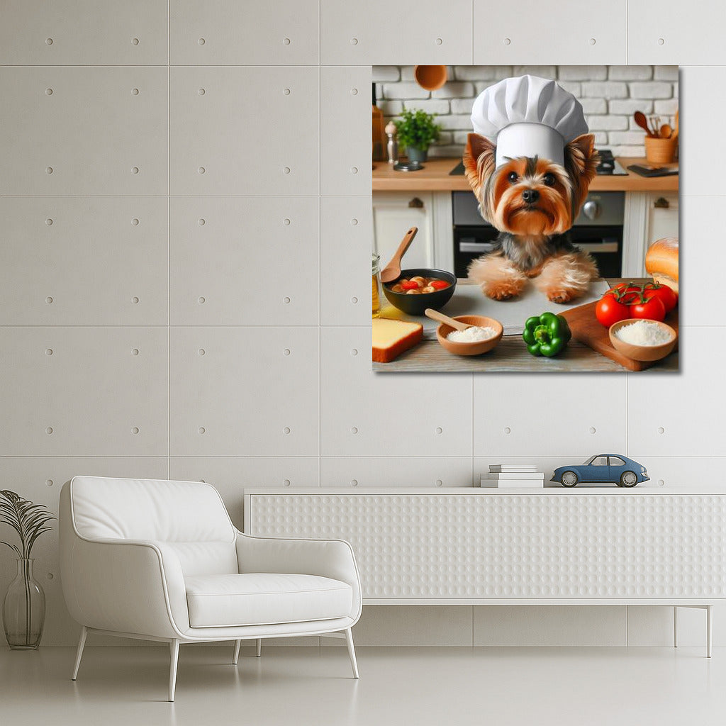 Culinary Masterpiece: Yorkshire Terrier in a Chef's Hat