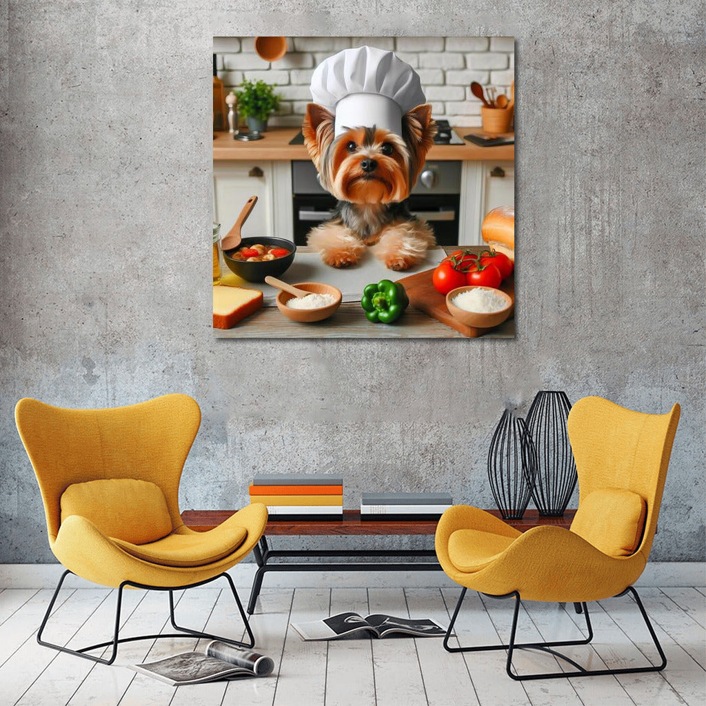 Culinary Masterpiece: Yorkshire Terrier in a Chef's Hat