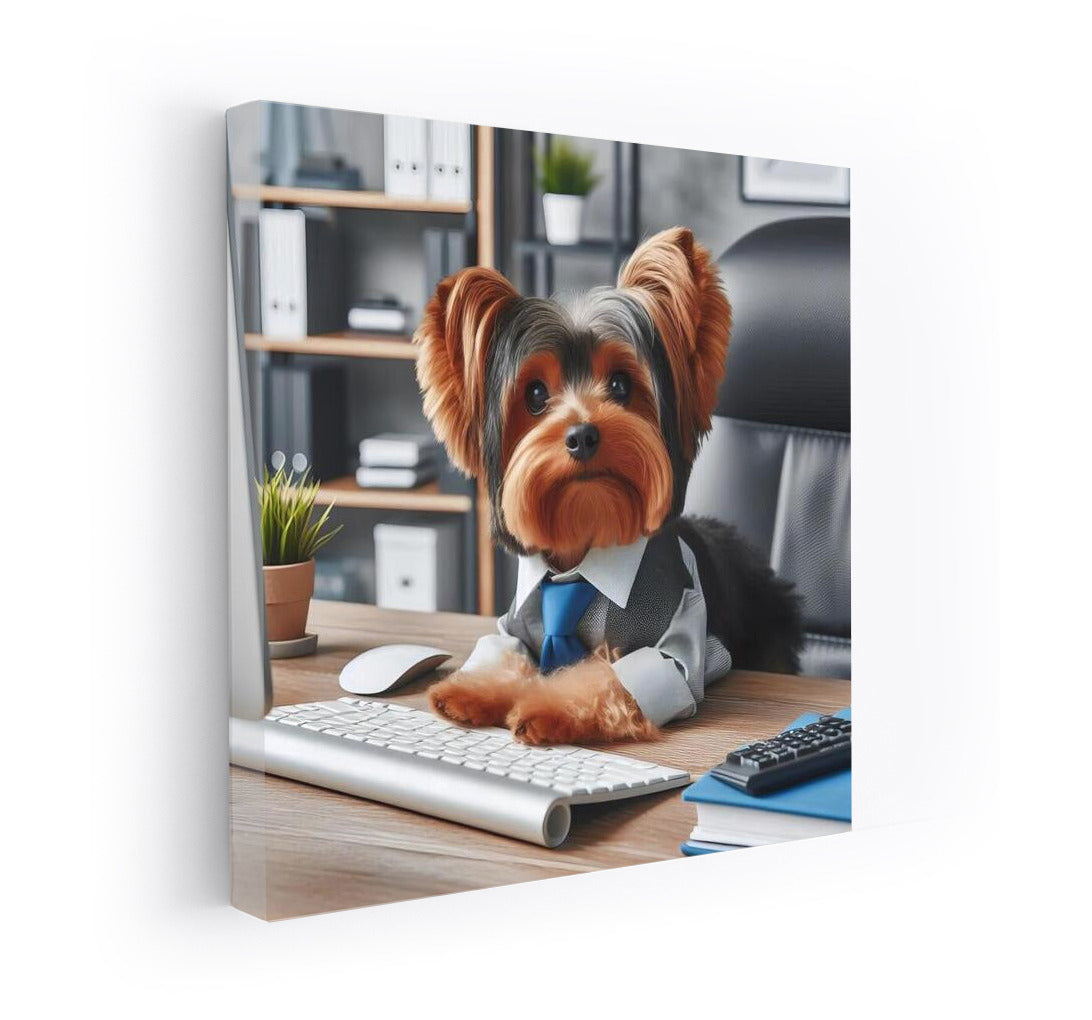 Yorkshire Terrier at the Computer: Office Productivity Inspirer