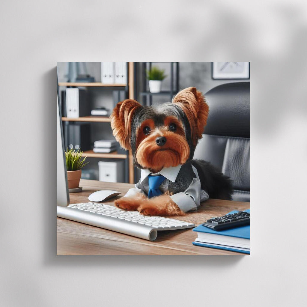 Yorkshire Terrier at the Computer: Office Productivity Inspirer