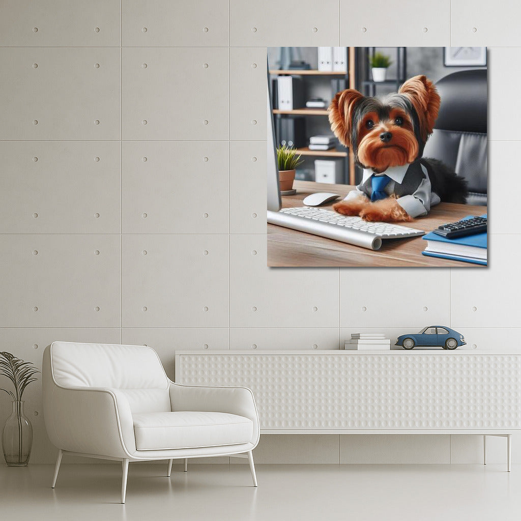Yorkshire Terrier at the Computer: Office Productivity Inspirer