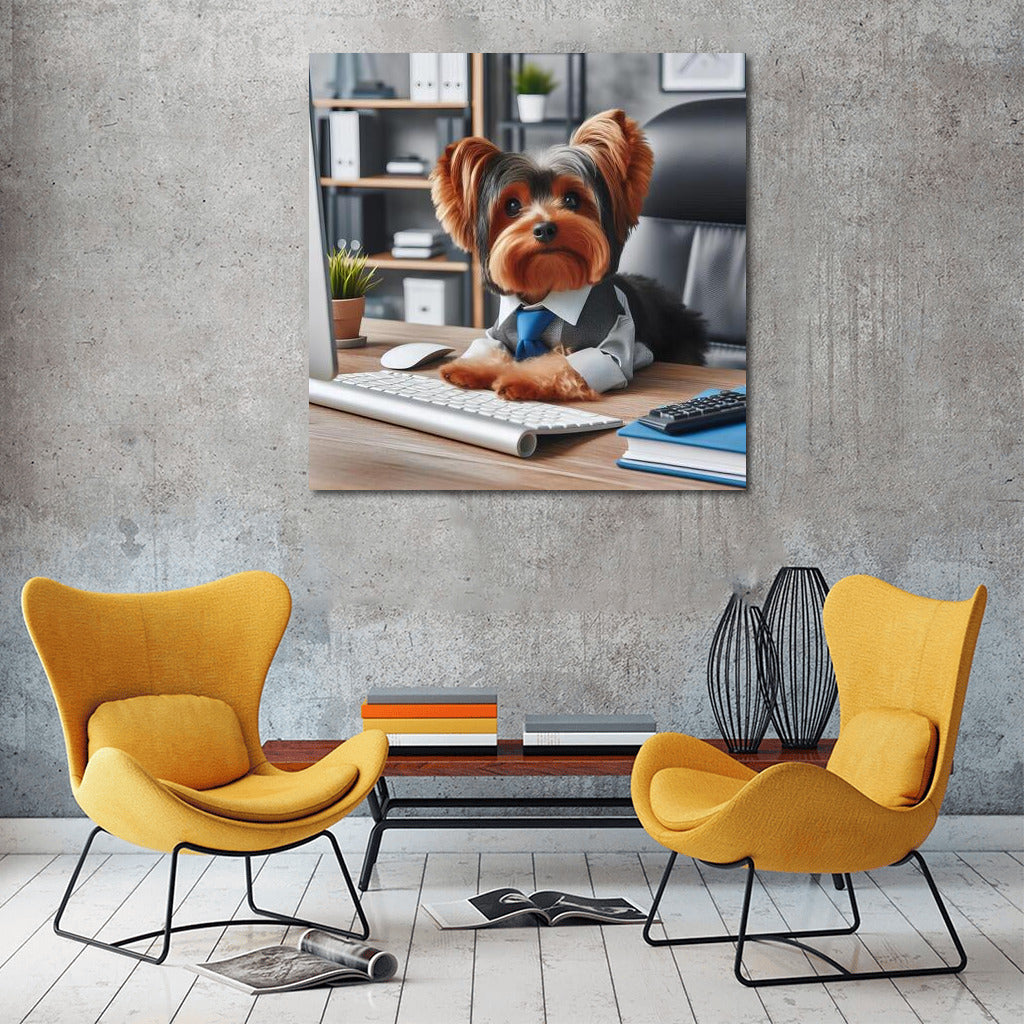 Yorkshire Terrier at the Computer: Office Productivity Inspirer