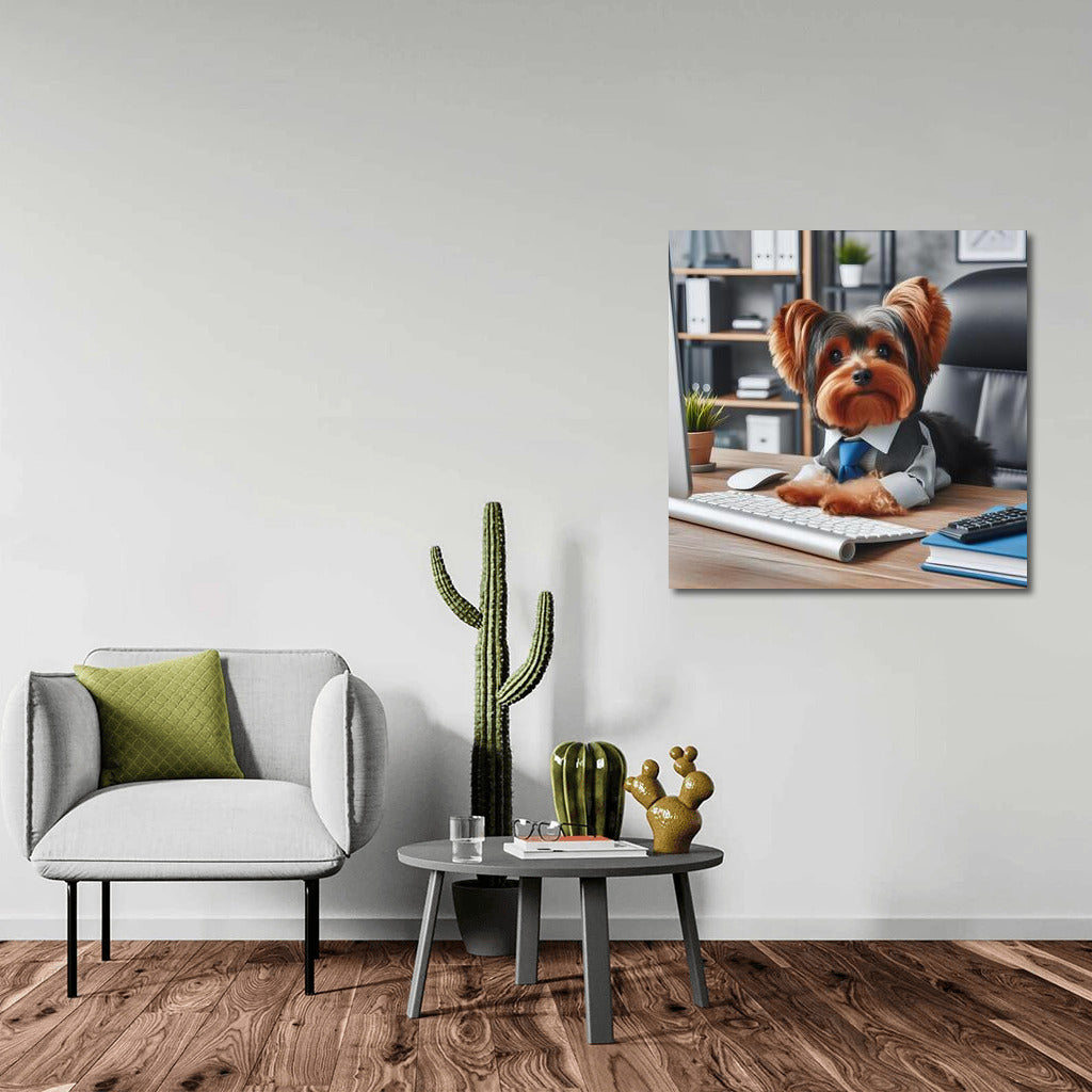 Yorkshire Terrier at the Computer: Office Productivity Inspirer