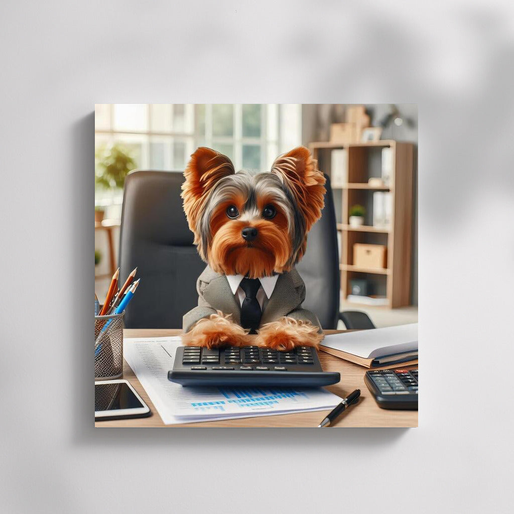 Yorkshire Terrier in the Office: Stylish Worker at the Computer