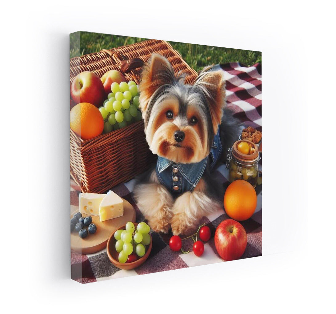 Yorkshire Terrier Picnic: Fruit, Cheese and Fun on a Checkered Blanket
