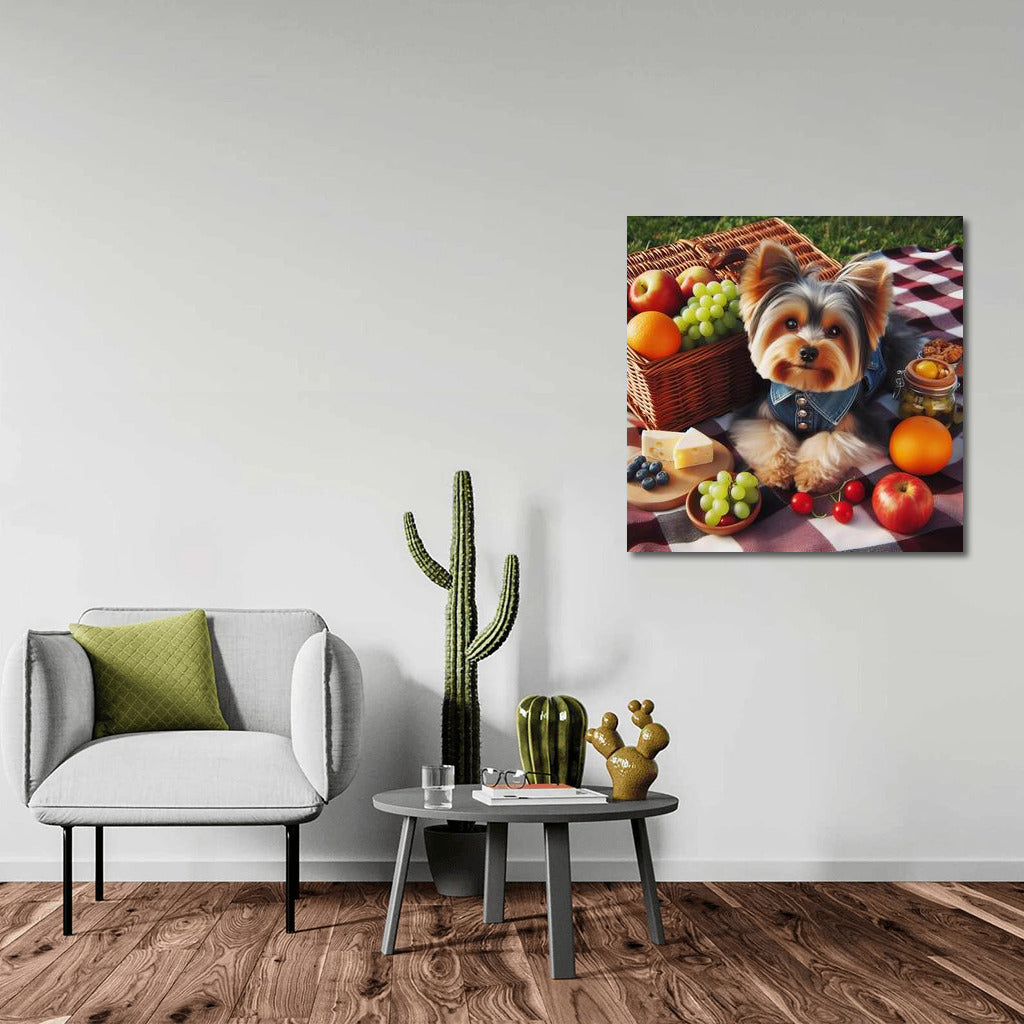 Yorkshire Terrier Picnic: Fruit, Cheese and Fun on a Checkered Blanket