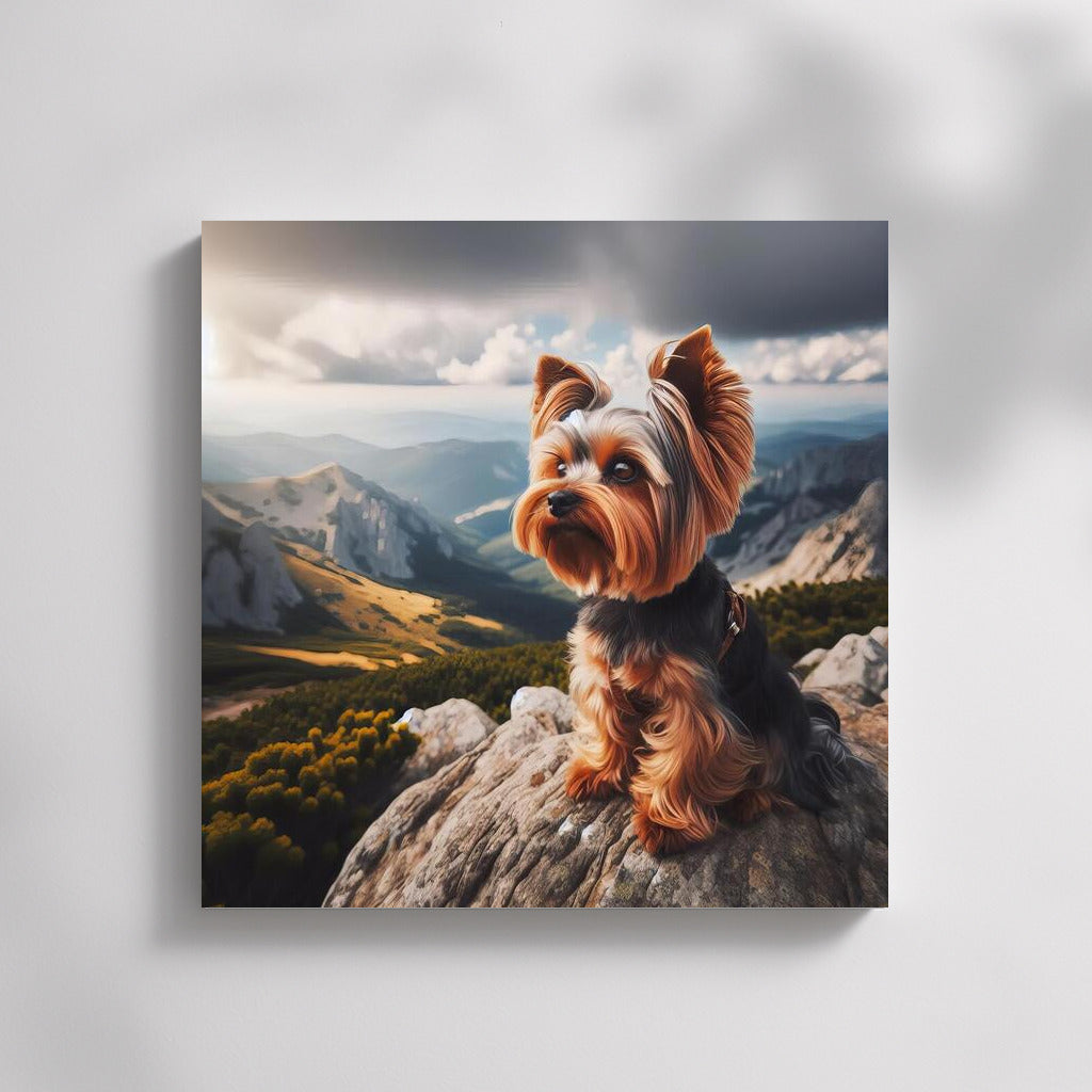 Yorkshire Terrier at the Top: Freedom and View from the Mountain