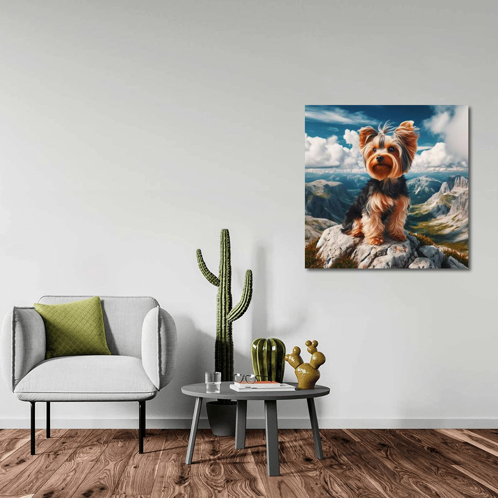 Yorkshire Terrier at the Top: Freedom and Grandeur of Nature