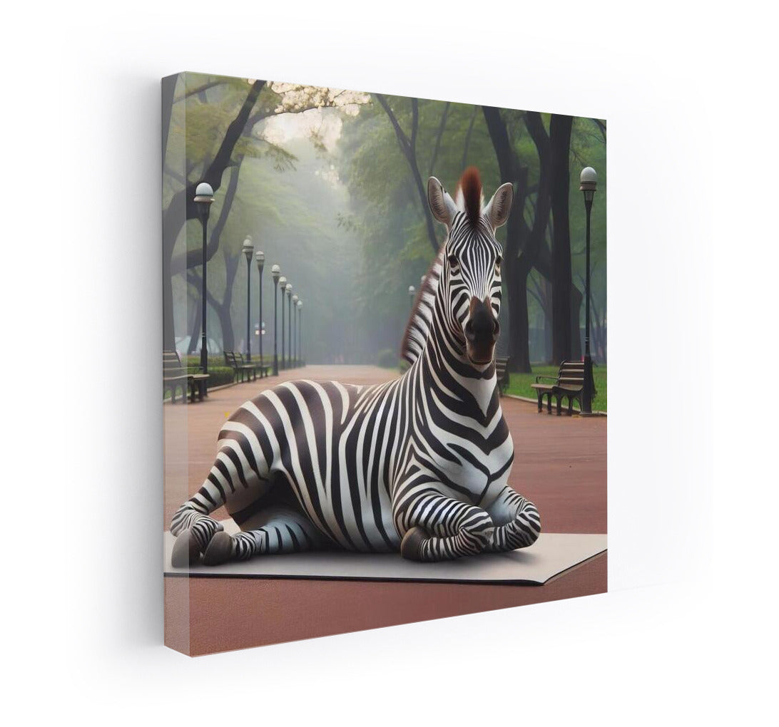 Zebra on Yoga: Harmony of Nature in the Park