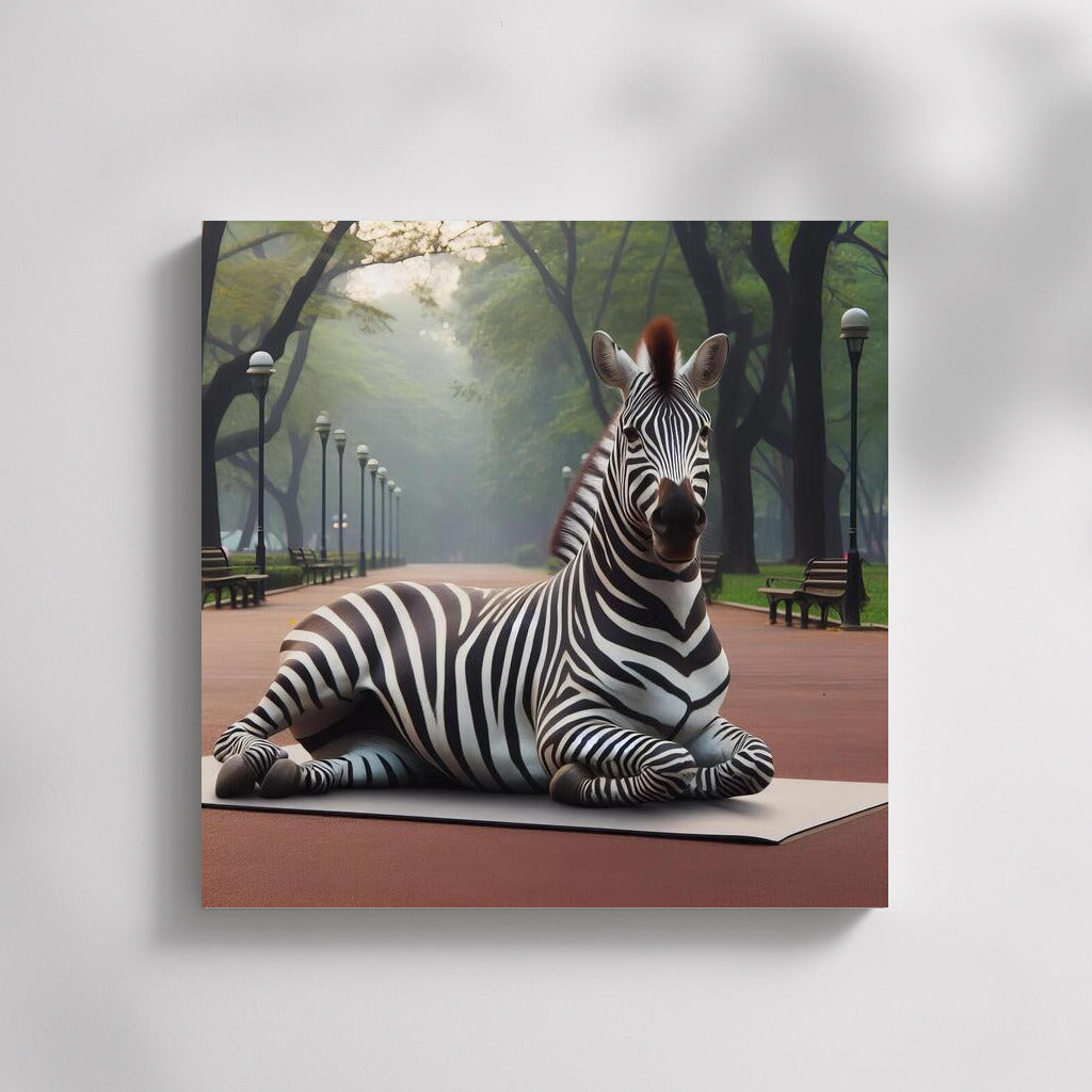 Zebra on Yoga: Harmony of Nature in the Park